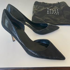 White House Black Market Ella Black Micro Exotic Heels Shoes Pumps Black Size 10